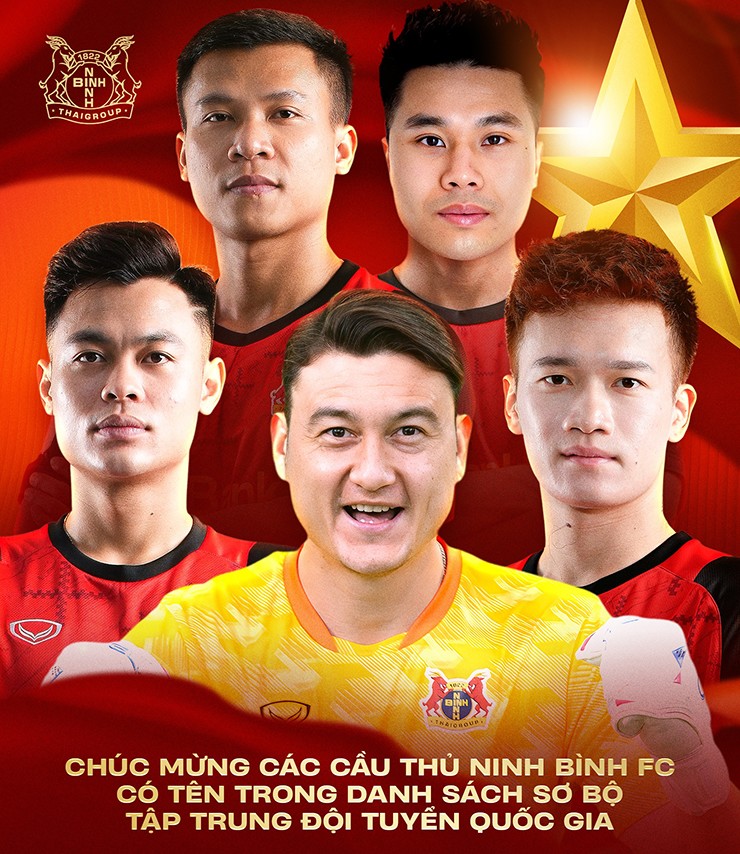 5 cầu thủ Ninh Bình được gọi lên ĐT Việt Nam dịp này.