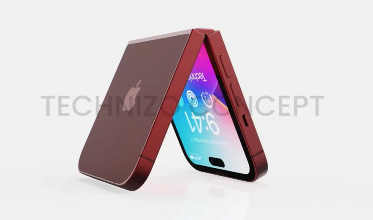 Hình ảnh phác thảo ý tưởng về một chiếc iPhone gập dạng vỏ sò tiềm năng. Ảnh: Technizo Concept