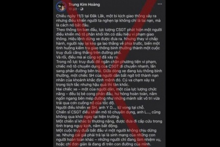 Thông tin CSGT truy đuổi khiến 2 người tử vong là sai sự thật