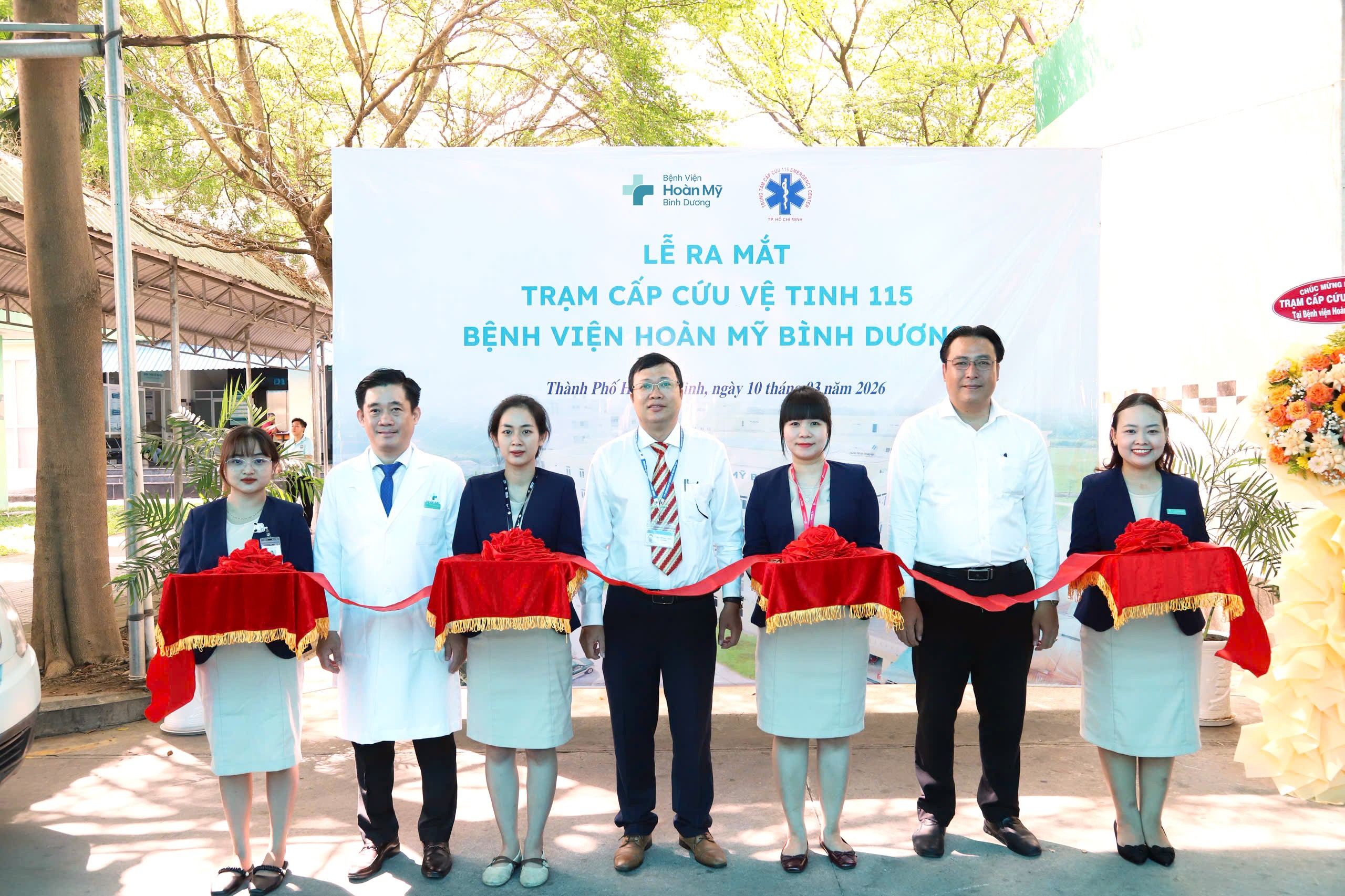 Bệnh viện Hoàn Mỹ Bình Dương ra mắt Trạm Cấp cứu Vệ tinh 115. Ảnh: HM