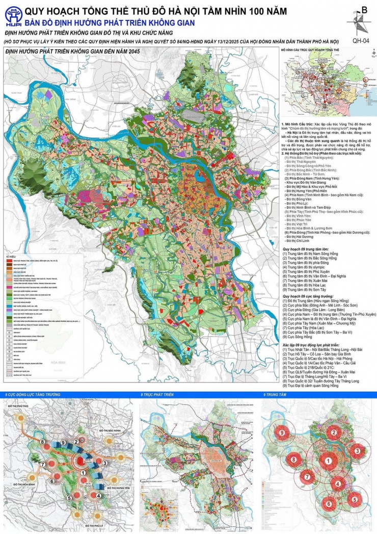 9 trục không gian trong định hướng phát triển của TP Hà Nội. Ảnh: UBND TP Hà Nội
