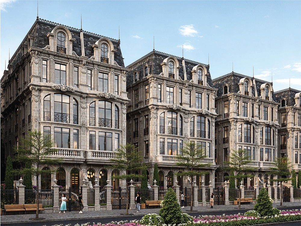 Mặt tiền thoáng rộng là một lợi thế lớn của mỗi dinh thự, phù hợp cho cả nhu cầu an cư lẫn khai thác kinh doanh