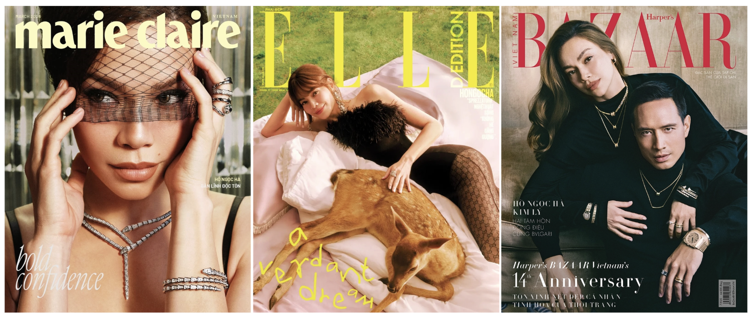 Hồ Ngọc Hà là gương mặt trang bìa của các tạp chí lớn.