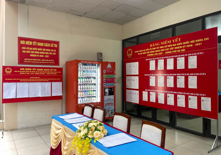 Khu vực bỏ phiếu số 4, Phường Cầu Giấy, TP. Hà Nội. - Ảnh: Chu Linh