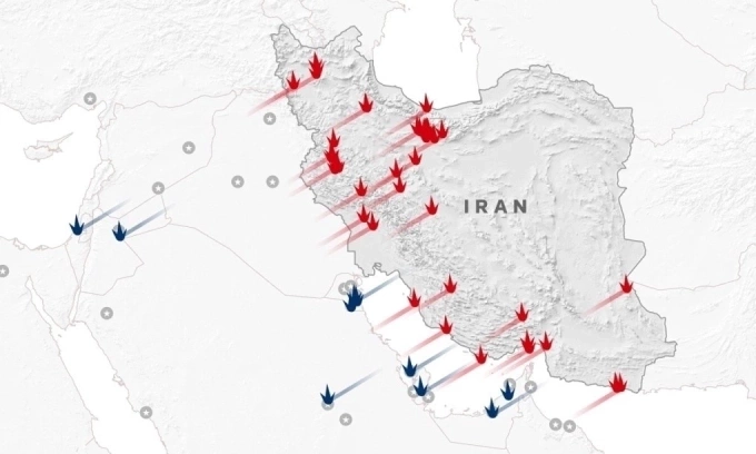 Các địa điểm bị tập kích trong xung đột ở Trung Đông