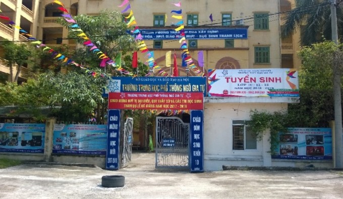 Cổng trường THPT Ngô Gia Tự, Hà Nội. Ảnh: Website nhà trường