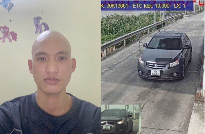 Nghi phạm Ngô Duy Thắng và chiếc ô tô biển số 30K-136.61 dùng để bỏ trốn.