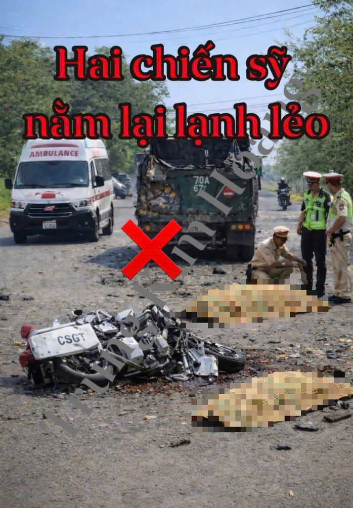 Nhiều hình ảnh lan truyền trên mạng xã hội được xác định là do AI tạo dựng hoặc cắt ghép nhằm bịa đặt vụ việc.