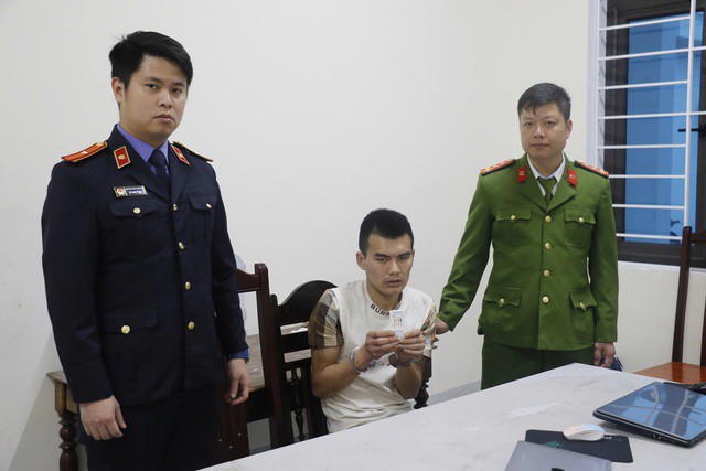 Đối tượng Mã Văn Vũ tại cơ quan công an.