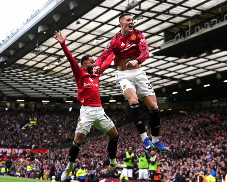 Cunha và Sesko cùng nhau ghi bàn. Ảnh: PA