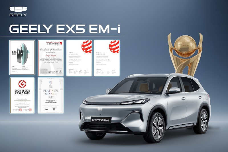 Với ngôn ngữ thiết kế hiện đại và định hướng công nghệ rõ rệt, Geely EX5 EM-i đã giành được nhiều giải thưởng quốc tế, trở thành một trong những mẫu SUV điện đáng chú ý của Geely.
