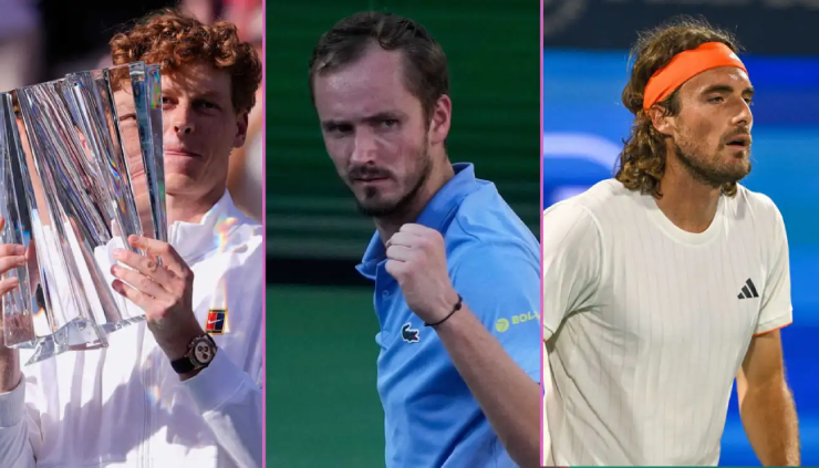 Sinner (bên trái) sau danh hiệu Indian Wells chỉ còn kém ngôi đầu bảng 2.150 điểm