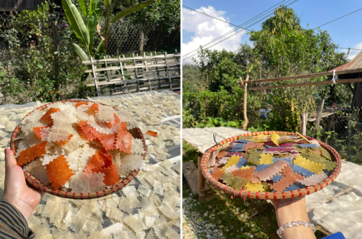 Ở Điện Biên, bánh khẩu xén có quanh năm nhưng phổ biến và được ưa chuộng hơn cả là vào dịp Tết, đầu năm mới. Ảnh: Noọng Di