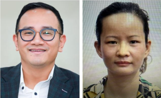 Bị can Đào Hữu Duy Anh (trái) và Đào Thị Mai (kế toán trưởng Hóa Chất Đức Giang).