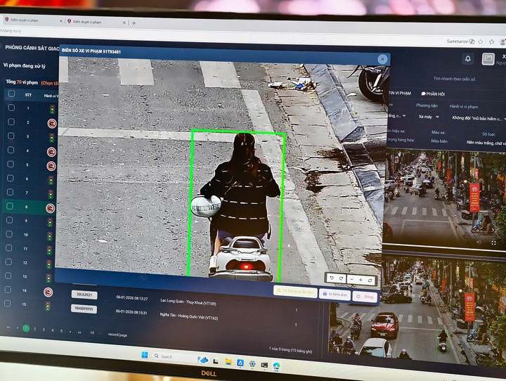 Xe máy vi phạm bị camera AI phát hiện.