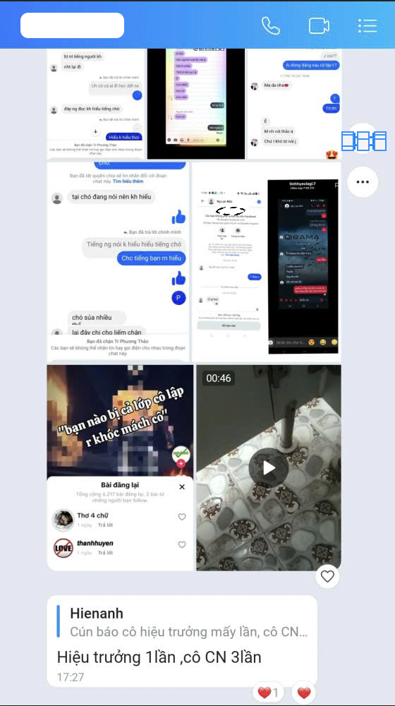 Nữ sinh H. nhận nhiều tin nhắn xúc phạm từ các tài khoản ẩn danh. Ảnh: GĐCC