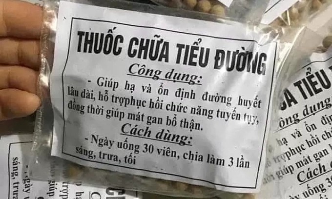 Gói thuốc không nguồn gốc, nhãn mác được bán tràn lan trên mạng, bất chấp nguy cơ gây hại cho người dùng. Ảnh chụp màn hình