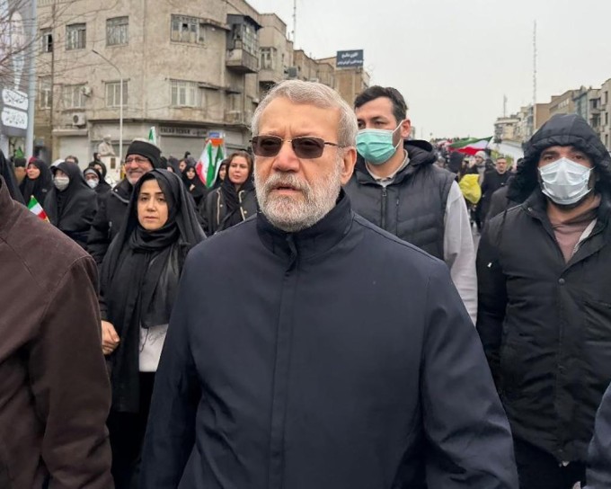 Thư ký Hội đồng An ninh Quốc gia Iran Ali Larijani tại cuộc tuần hành ở Tehran ngày 13/3. Ảnh: IRNA