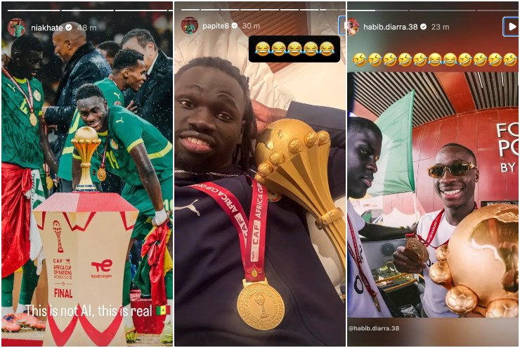 Các cầu thủ Senegal thi nhau đăng lại ảnh ăn mừng cùng chiếc cúp của CAN Cup 2025