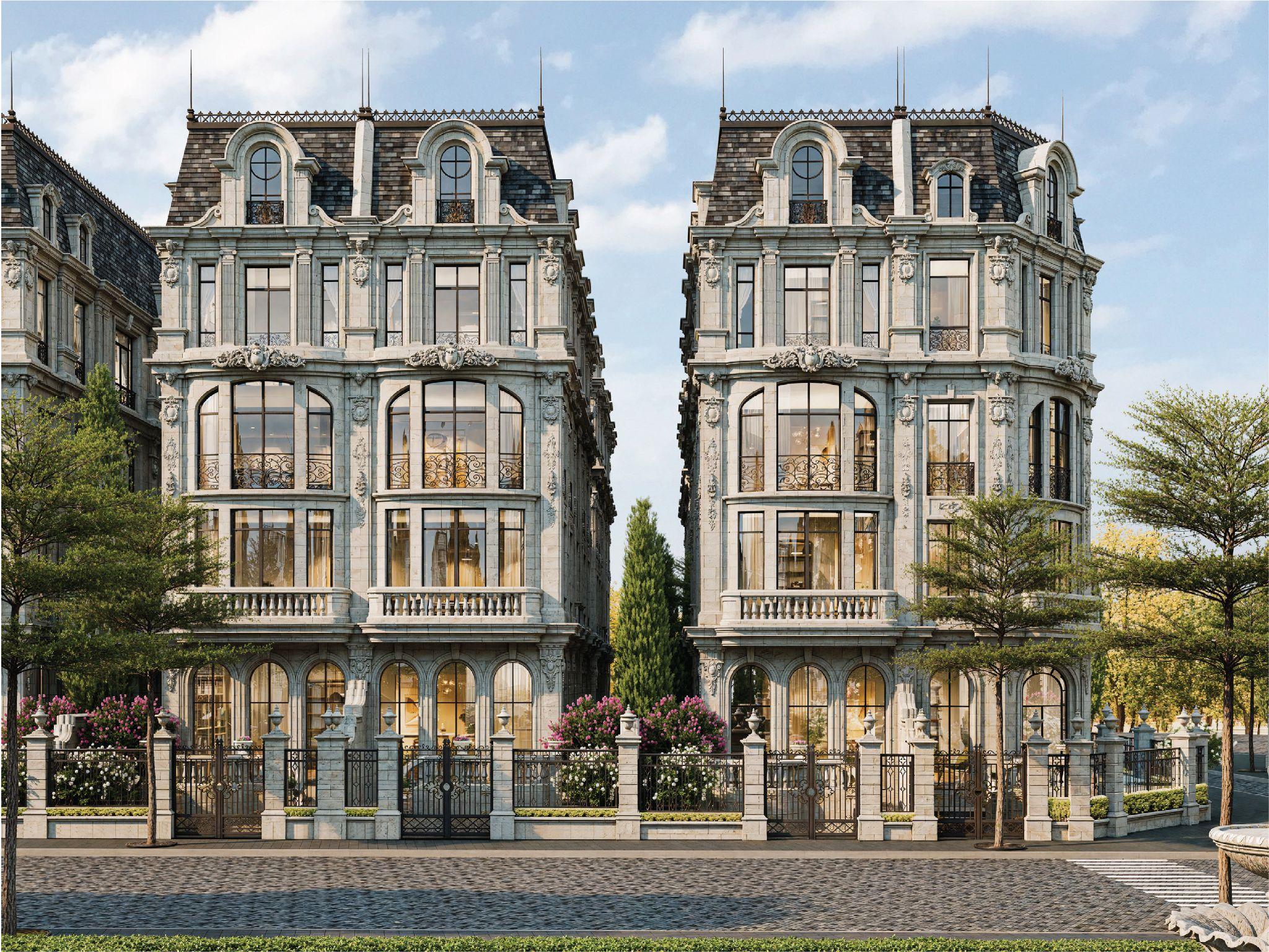 172 căn dinh thự Noble Palace Long Bien được chế tác tỉ mỉ theo kiến trúc châu Âu, phản ánh "gu" thẩm mỹ và bản sắc riêng biệt của gia chủ.