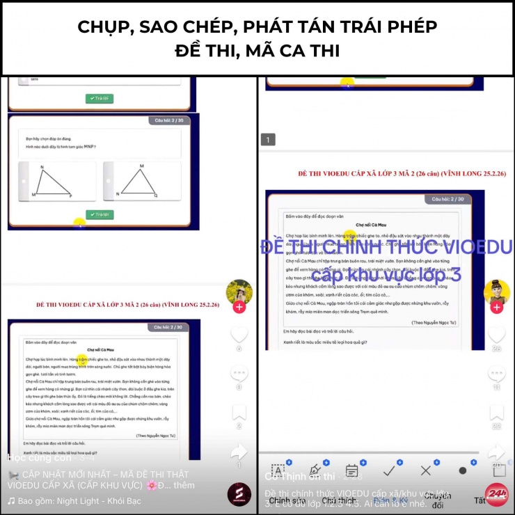 Các hành vi gian lận ở Hà Nội trong cuộc thi Đấu trường VioEdu, sáng 18/3. Ảnh: Ban tổ chức