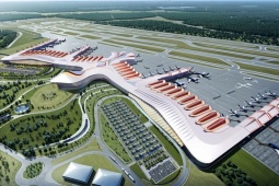 Phối cảnh nhà ga T2 sân bay Phú Quốc hình cánh chim phượng hoàng