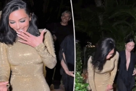 Kim Kardashian ngã dúi dụi khi mặc váy bó, xỏ giày đế khủng