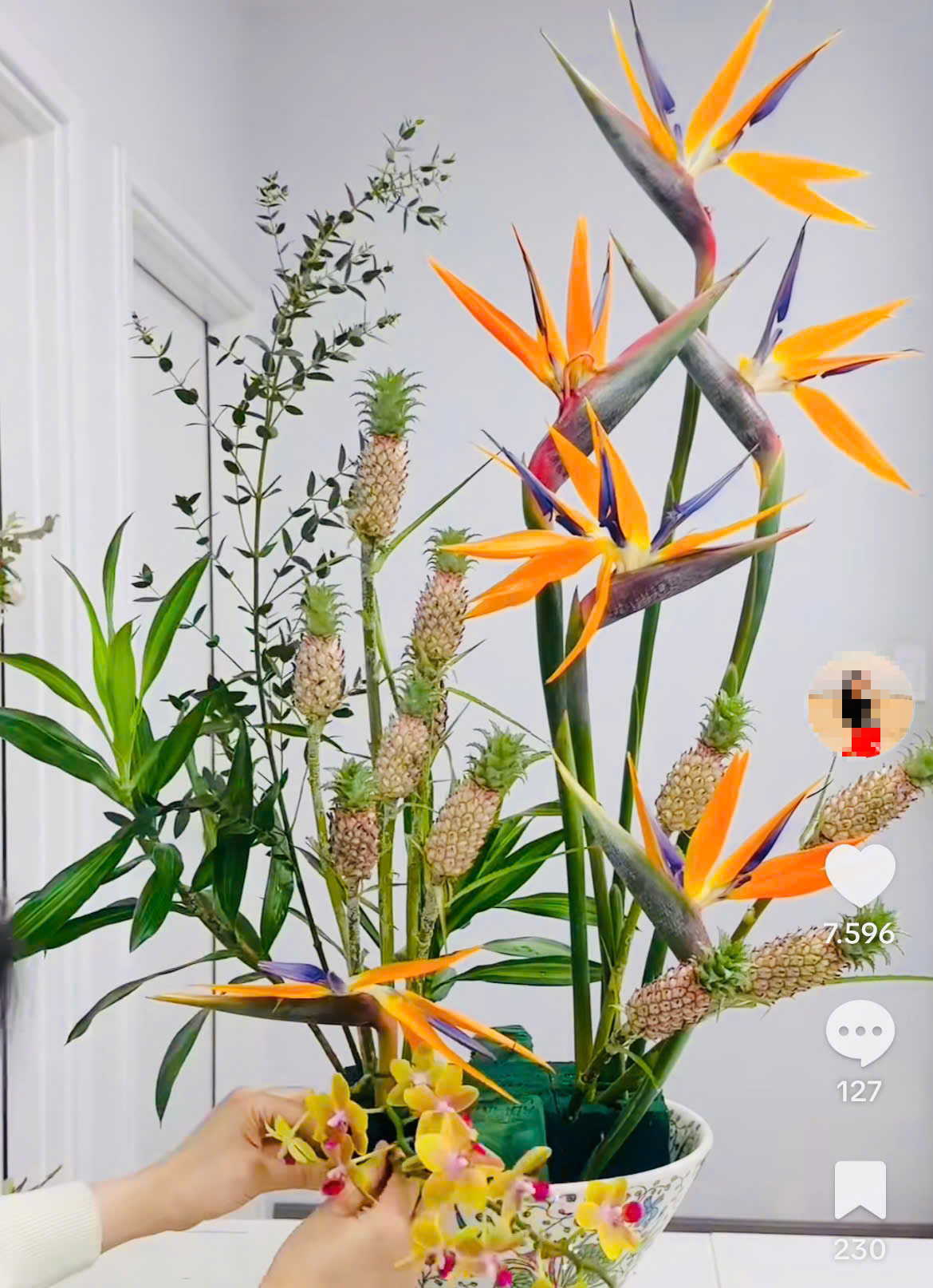 Bình dứa cảnh mini được chị Hà Lê đăng lên mạng xã hội và thu hút sự chú ý. Ảnh: Hà Lê.