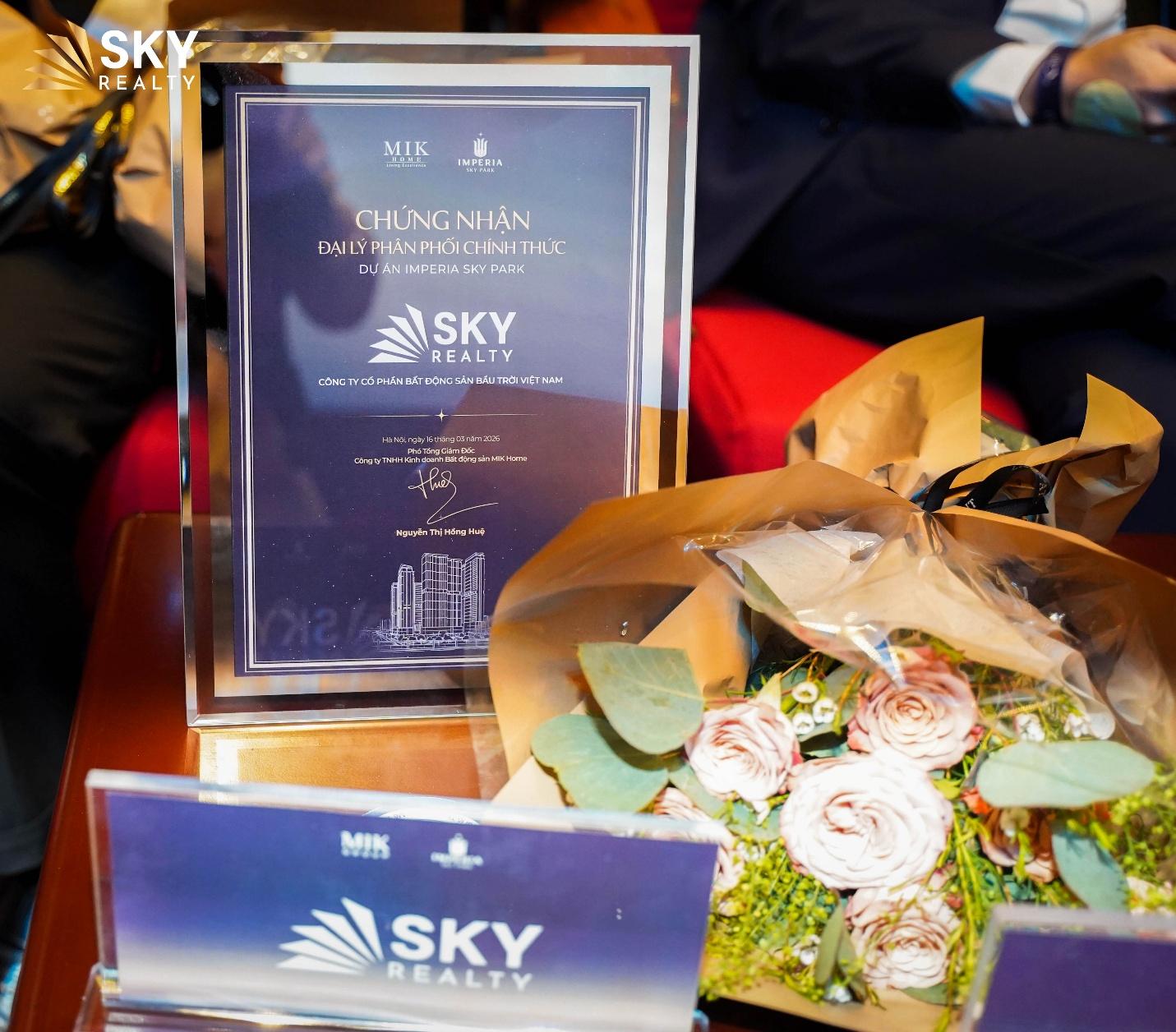 Chứng nhận Sky Realty - Đại lý phân phối chính thức dự án Imperia Sky Park.