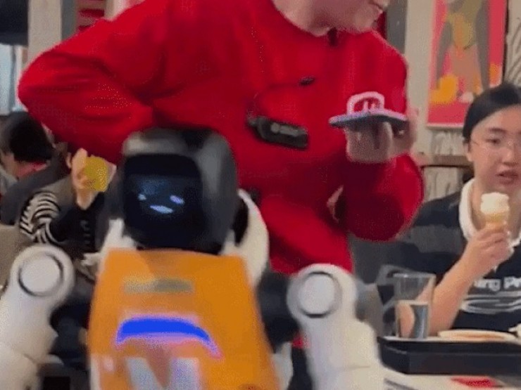 Robot hình người bị lôi ra khỏi nhà hàng vì nhảy quá đà