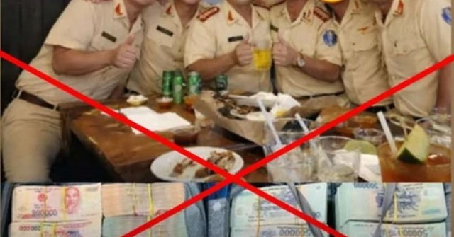 Công an khẳng định hình ảnh CSGT "ăn mừng" bên những cọc tiền là giả mạo, cắt ghép