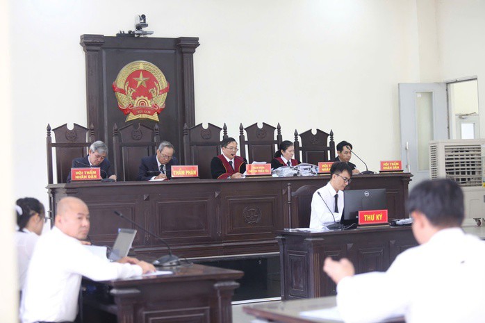 HĐXX TAND tỉnh Tây Ninh tại phiên tòa sơ thẩm xét xử các bị cáo trong vụ án. Ảnh: HD