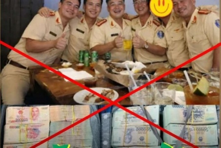 Công an khẳng định hình ảnh CSGT 'ăn mừng' bên những cọc tiền là giả mạo, cắt ghép