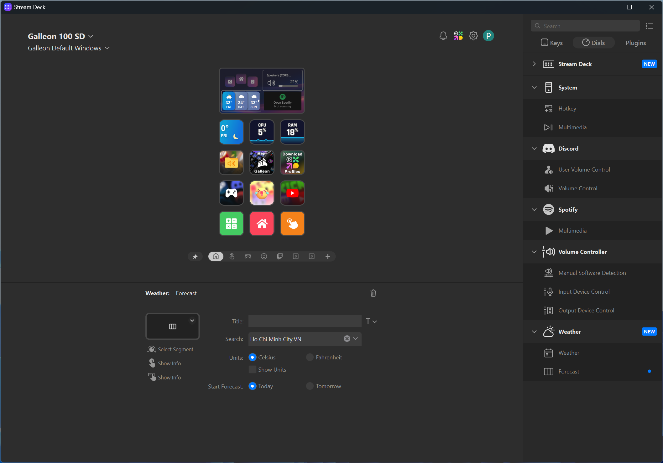 Giao diện phần mềm&nbsp;tùy chỉnh nâng cao cho Stream Deck tích hợp.