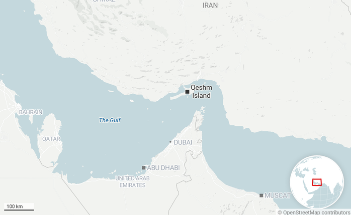 Đảo Qeshm án ngữ ngay eo biển Hormuz. Đồ họa: Al Jazeera