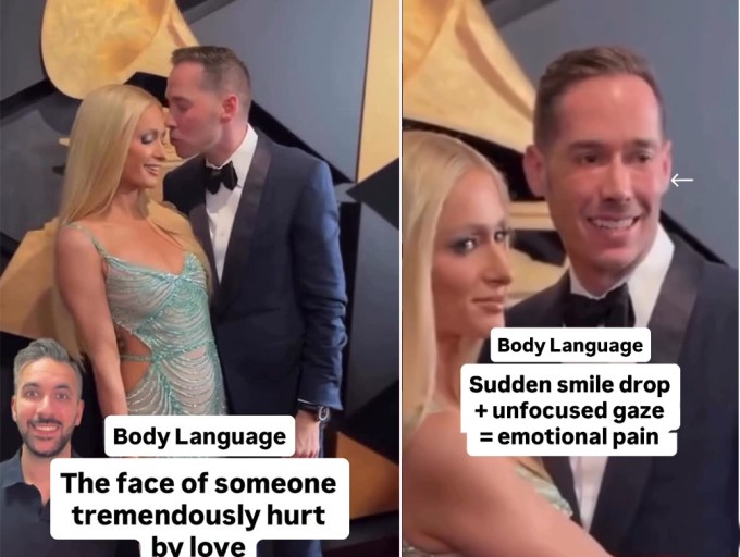 Carter Reum được cho là thoáng hụt hẫng khi vợ né tránh nụ hôn trên thảm đỏ Grammy 2024.