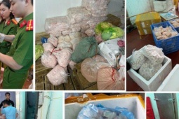 Gần 1 tấn nguyên liệu thực phẩm ‘trôi nổi’ chuẩn bị biến thành nem chua, xúc xích