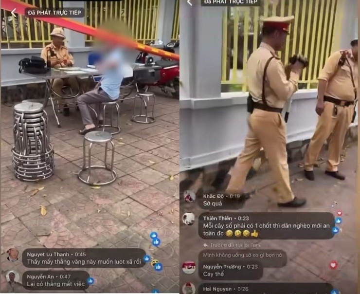 Đoạn livestream trên Facebook, rất nhiều người vào bình luận khiếm nhã, xúc phạm lực lượng CSGT. Ảnh chụp từ clip.