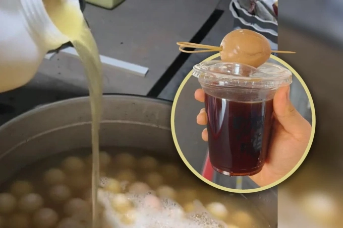 Món cà phê kết hợp trứng luộc trong nước tiểu trẻ em. Ảnh: SCMP