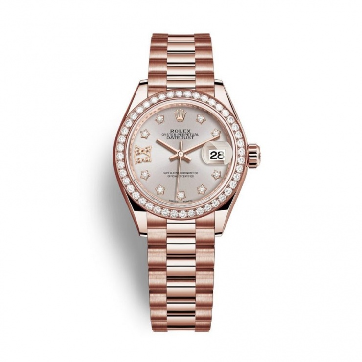 Vợ Duy Mạnh sử dụng chiếc đồng hồ Rolex Lady-Datejust đính kim cương, dây vàng hồng, giá bán khoảng hơn một tỷ đồng.