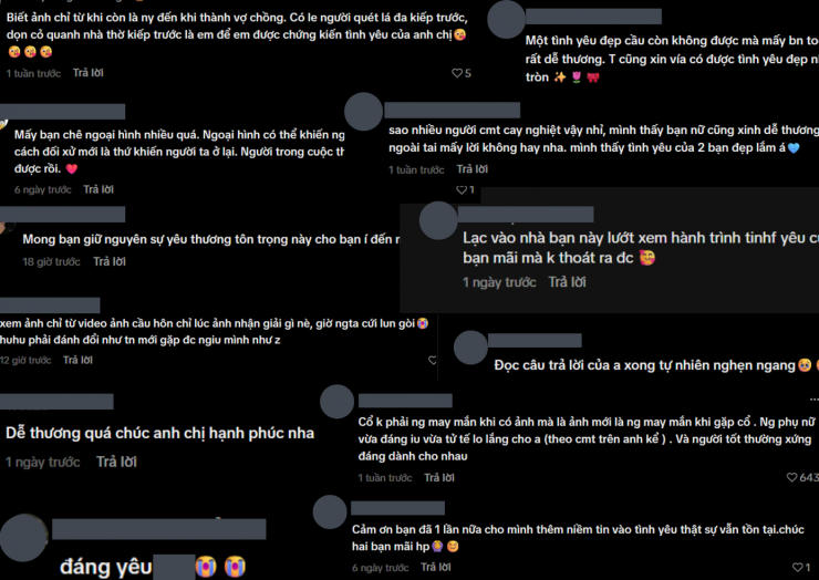 Nhiều bình luận thể hiện sự ngưỡng mộ và ủng hộ chuyện tình đẹp của cả hai.