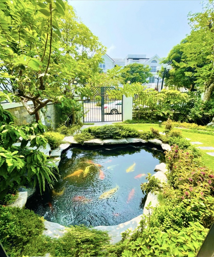 Biệt thự ven sông có sân vườn rộng rãi, thoáng mát bao quanh. Ảnh: NVCC