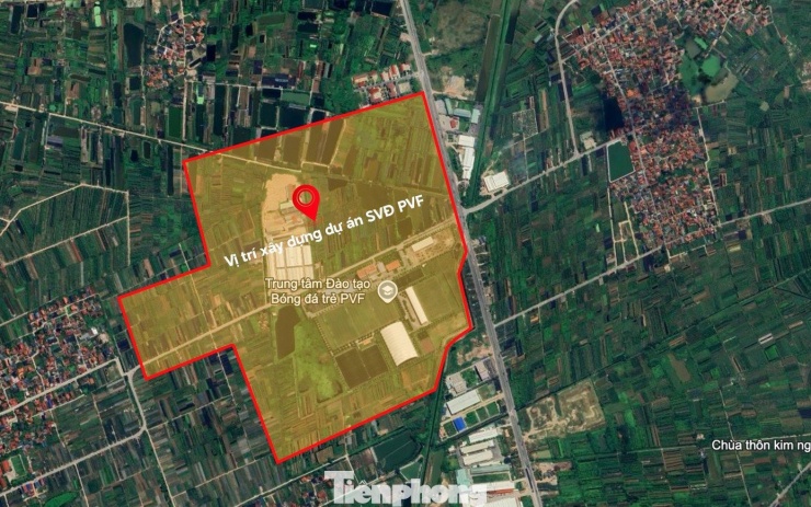 Vị trí sân vận động 60.000 chỗ ngồi trên bản đồ vệ tinh.