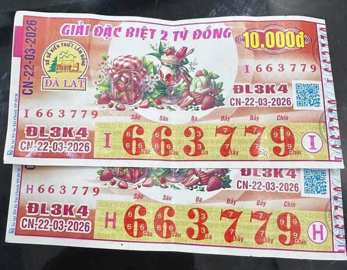 Giải độc đắc của vé số Đà Lạt do đại lý ở tỉnh Cà Mau đổi thưởng. Ảnh: ĐLVS Hổ