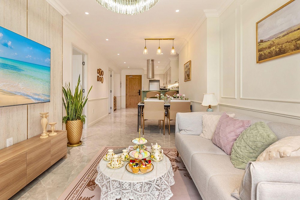 Ảnh chụp căn hộ mẫu 2 phòng ngủ của dự án.