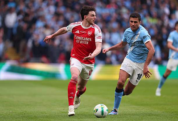 Sau 20 phút chơi tốt hơn, Declan Rice và các cầu thủ Arsenal không kiểm soát được thế trận trong phần còn lại