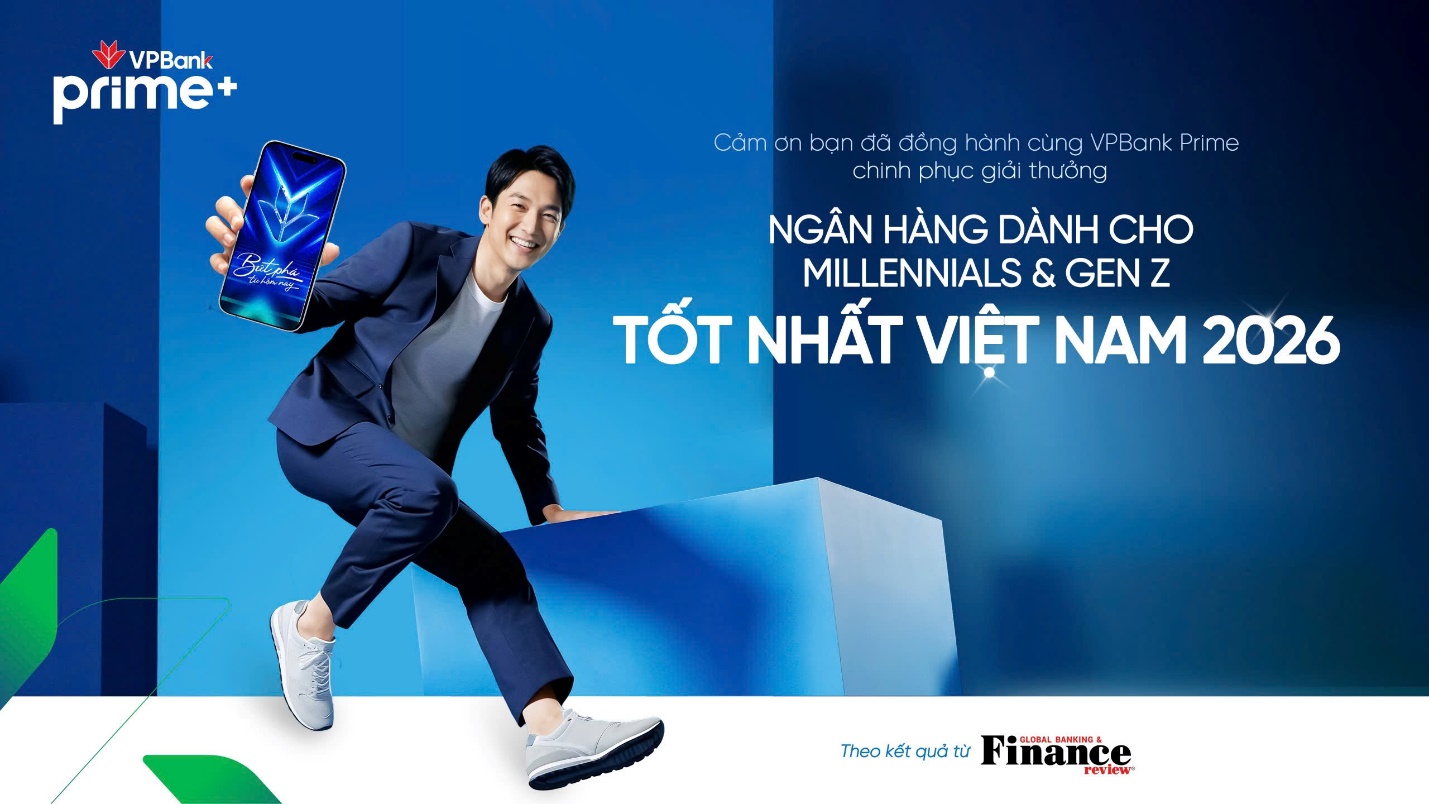 Giải thưởng “Ngân hàng dành cho Millennial và GenZ tốt nhất Việt Nam 2026” do GBFR trao tặng. (Nguồn: VPBank)