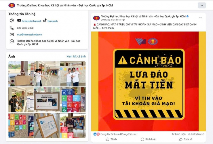 Cảnh báo "nóng" của Trường ĐH Khoa học Xã hội và Nhân văn TPHCM.