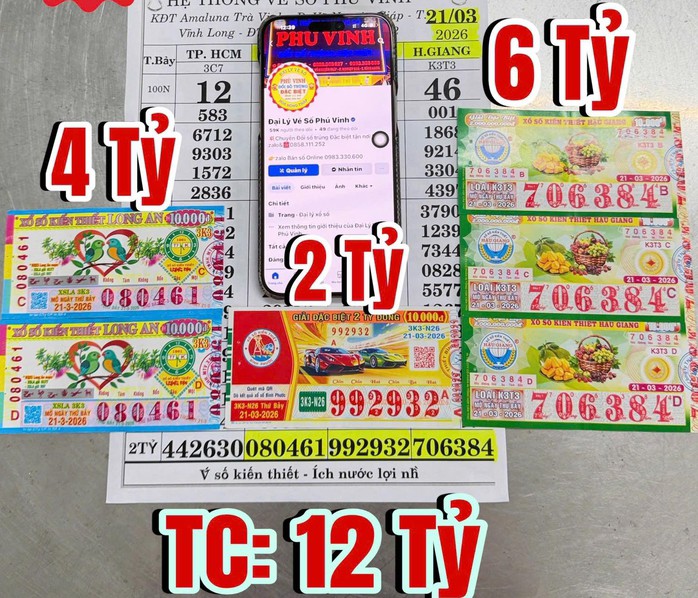 Đại lý vé số Phú Vinh đổi thưởng 3 giải độc đắc trong một tuần. Ảnh: ĐLVS Phú Vinh