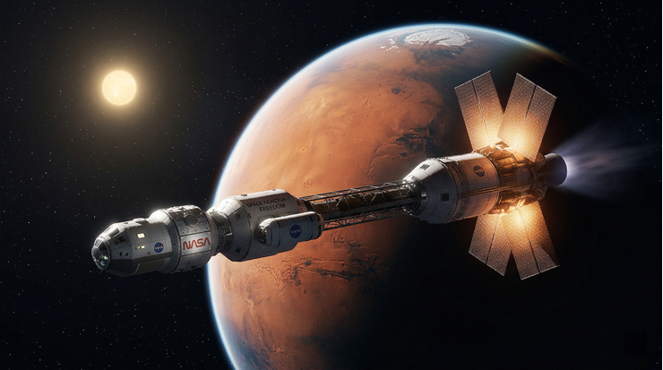 Ảnh minh họa Space Reactor-1 Freedom tiến đến sao Hỏa.